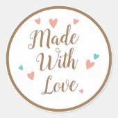 Sticker Rond Élégant Script fait avec amour gâteau boulangerie (Devant)