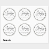 Sticker Rond Élégant Script fleurit Mariage Faveurs (Feuille)