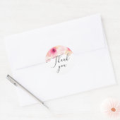 Sticker Rond Élégant script floral rose mariage merci (Enveloppe)