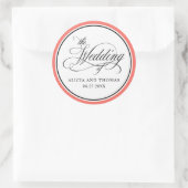 Sticker Rond Élégant Script Flouritures Coral Mariage Faveurs (Sac)