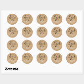 Sticker Rond Élégant Script Gold Heart Rustic Kraft Merci (Feuille)
