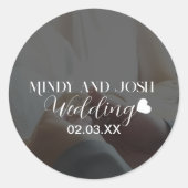 Sticker Rond Elegant Script Heart Photo (Devant)