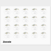 Sticker Rond Élégant Script Mariage Floral Merci (Feuille)