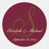 Sticker Rond Élégant Script Mariage marié Groom Enregistrer la  (Devant)