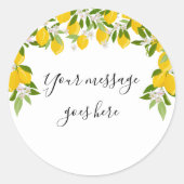 Sticker Rond Élégant Script Message Lemons Blossom Vert (Devant)