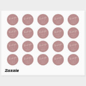 Sticker Rond Élégant Script minimal personnalisé mariage Dusty  (Feuille)
