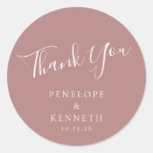 Sticker Rond Élégant Script minimal personnalisé mariage Dusty  (Devant)