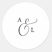 Sticker Rond Elégant Script Monogramme Mariage Enveloppe sceaux (Devant)