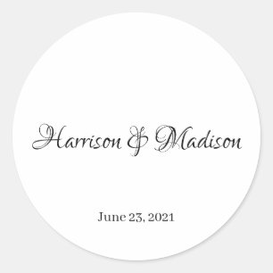 Sticker Rond Élégant script noir personnalisé Marque de mariage