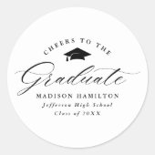 Sticker Rond Élégant script noir salue le diplômé (Devant)