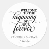 Sticker Rond Élégant script 'notre Forever' Mariage (Devant)