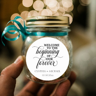 Sticker Rond Élégant script 'notre Forever' Mariage