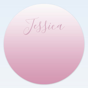 Sticker Rond Élégant Script & Ombré Rose (toute couleur) Modifi