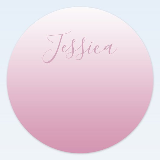 Sticker Rond Élégant Script & Ombré Rose (toute couleur) Modifi