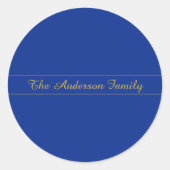 Sticker Rond Élégant script or sur Arrière - plan bleu marine (Devant)