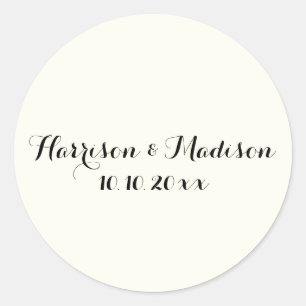Sticker Rond Élégant script personnalisées noms mariage faveurs