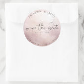 Sticker Rond Élégant Script Rose Gold | Enregistrer La Date (Sac)