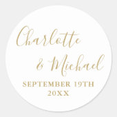 Sticker Rond Élégant script signature or (Devant)