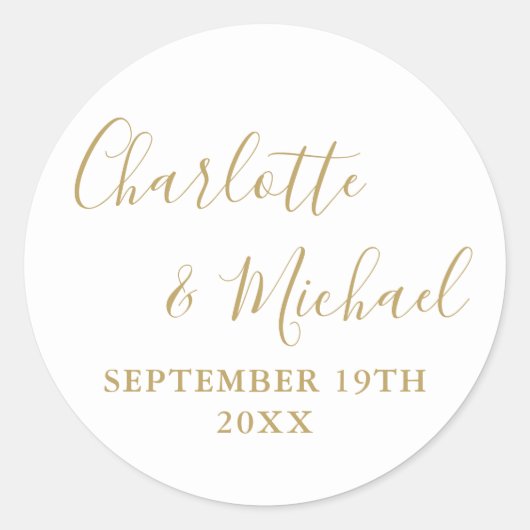 Sticker Rond Élégant script signature or (Devant)
