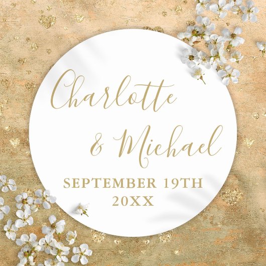 Sticker Rond Élégant script signature or