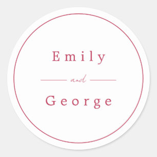 Sticker Rond Élégant Script simple Viva Magenta Mariage moderne