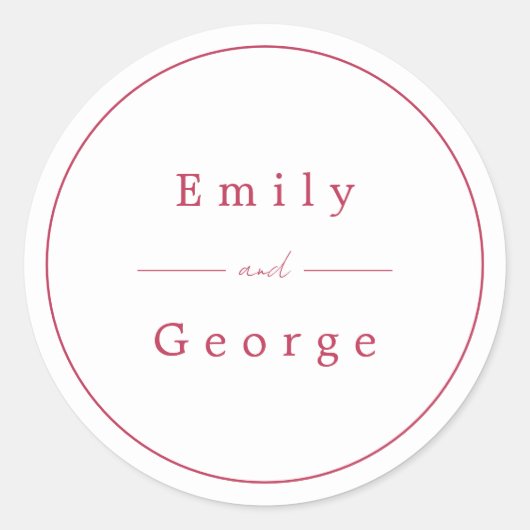 Sticker Rond Élégant Script simple Viva Magenta Mariage moderne (Devant)