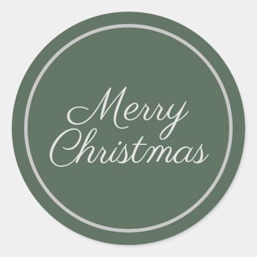 Sticker Rond Élégant Script vert Joyeux Noël (Devant)