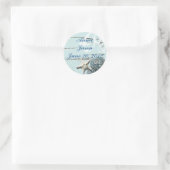 Sticker Rond Elegant Seashells Beach Mariage Papeterie (Sac)
