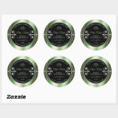 Sticker Rond Elégant Shimmery Green Produit Noir Bijoux Étiquet (Feuille)