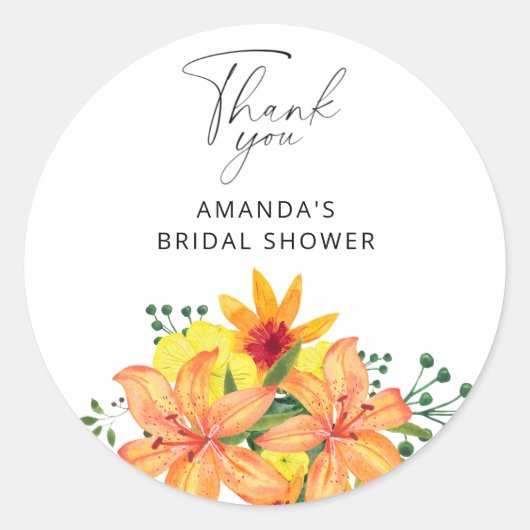 Sticker Rond Élégant shower de mariage floral (Devant)