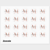 Sticker Rond Élégant Signature Rose Gold Foil M Monogramme (Feuille)