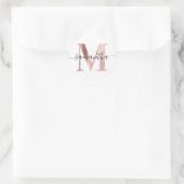 Sticker Rond Élégant Signature Rose Gold Foil M Monogramme (Sac)