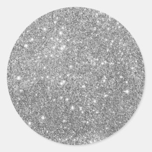 Sticker Rond Elegant Silver Glitter