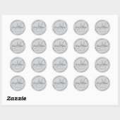Sticker Rond Elegant Silver Gray Monogrammed Wedding Favor (Feuille)