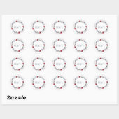 Sticker Rond Élégant Silver Red Wreath Festive (Feuille)