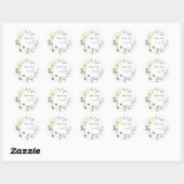 Sticker Rond Elégant Simple Aquarelle Mariage | (Feuille)