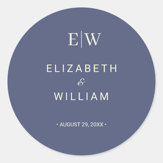 Sticker Rond Elégant simple de l'avenir Dusk avec Mariage Monog (Devant)