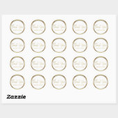 Sticker Rond Élégant Simple Glam Favor Chic Or et Blanc (Feuille)