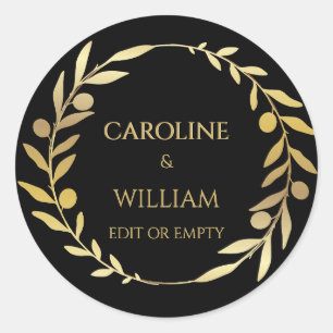 Sticker Rond Elégant Simple Gold Wreath Custom Wedding Business