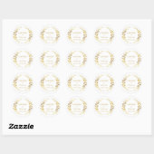 Sticker Rond Elégant Simple Gold Wreath Custom Wedding Business (Feuille)