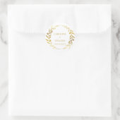 Sticker Rond Elégant Simple Gold Wreath Custom Wedding Business (Sac)