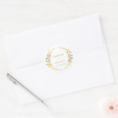 Sticker Rond Elégant Simple Gold Wreath Custom Wedding Business (Enveloppe)