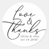 Sticker Rond Élégant simple Mariage amour et merci (Devant)