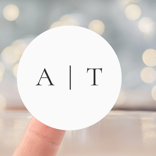 Sticker Rond Élégant simple Mariage monogramme minimal