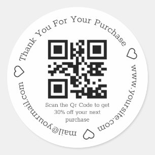 Sticker Rond élégant simple merci business qr code