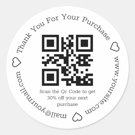 Sticker Rond élégant simple merci business qr code (Devant)