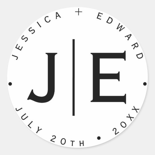 Sticker Rond Élégant simple Monogramme moderne chic minimal Scr (Devant)