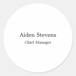 Sticker Rond Élégant Simple Noir & Blanc Minimaliste