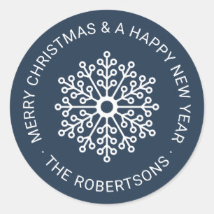 Sticker Rond Élégant Snowflake cadeau de Noël Balise ronde Stic