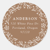 Sticker Rond Élégant Snowflake Gingerbread Adresse de retour (Devant)